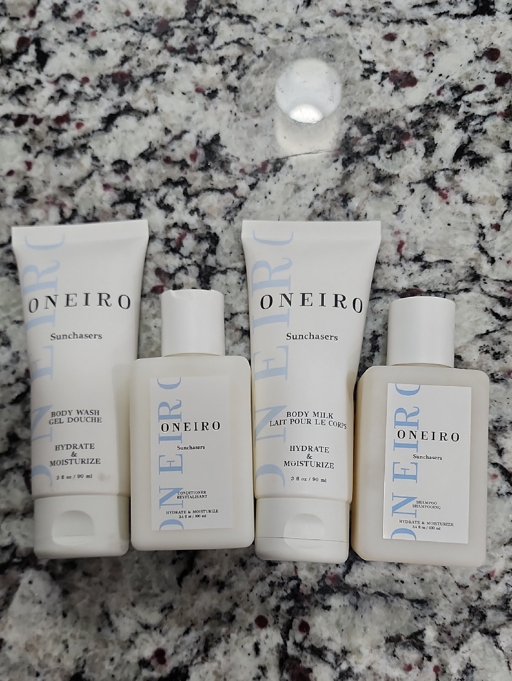 Oneiro 4pc Set Shampoo, Conditioner, Body Milk, Body Wash.